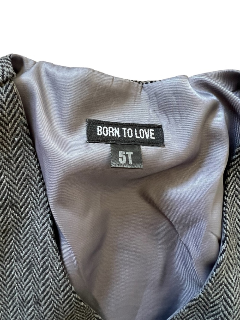 Born to Love Boys Grey Herringbone Vest | 5T - Picture 3 of 3